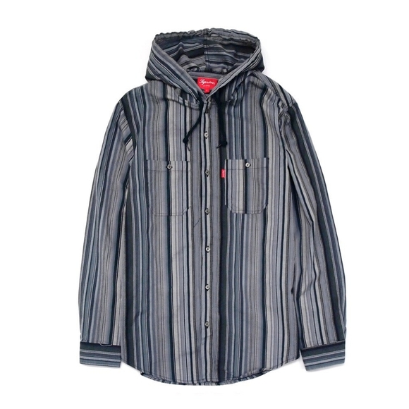 Supreme Other - Supreme 2014 F/W Striped Madras Hooded Shirt Long Sleeve